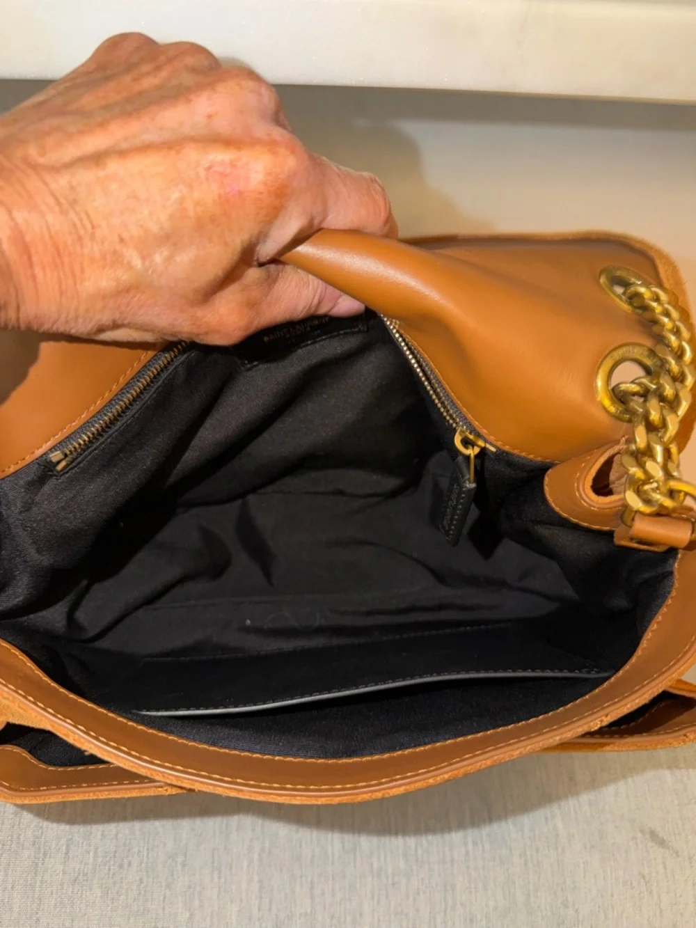 YSL Saint Laurent Cognac/Tan Suede Handbag - Picture 5 of 16